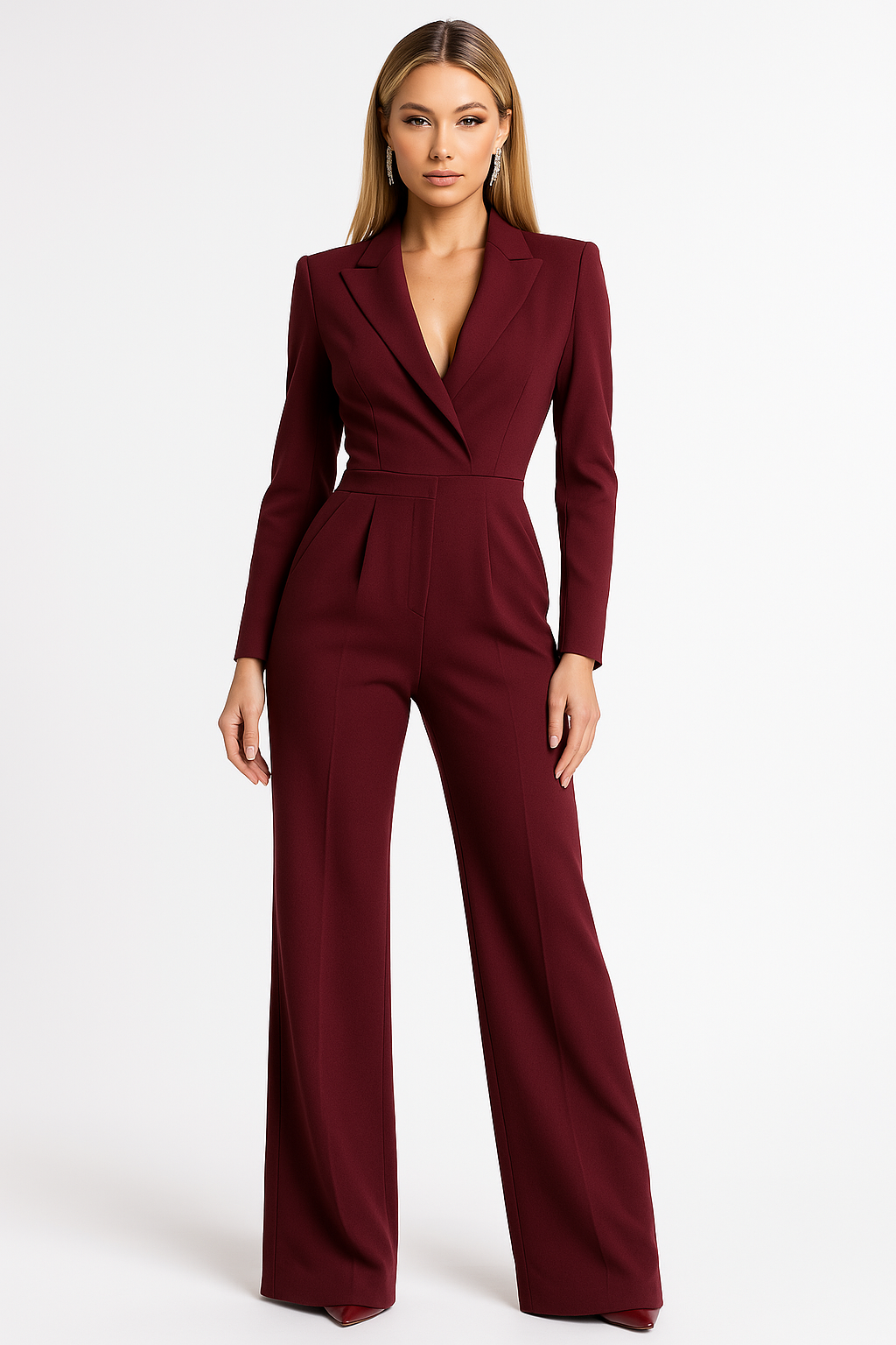 asymmetrical layer button wide leg dress pants Layered Button Wide-Leg Pants