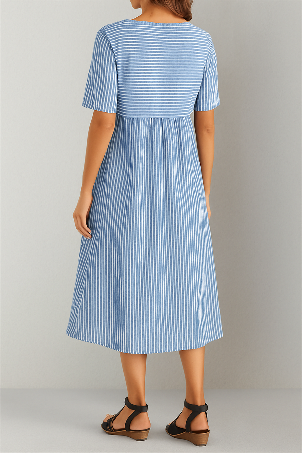 Cora | Striped Midi Dress with Relaxed Elegance Regular price