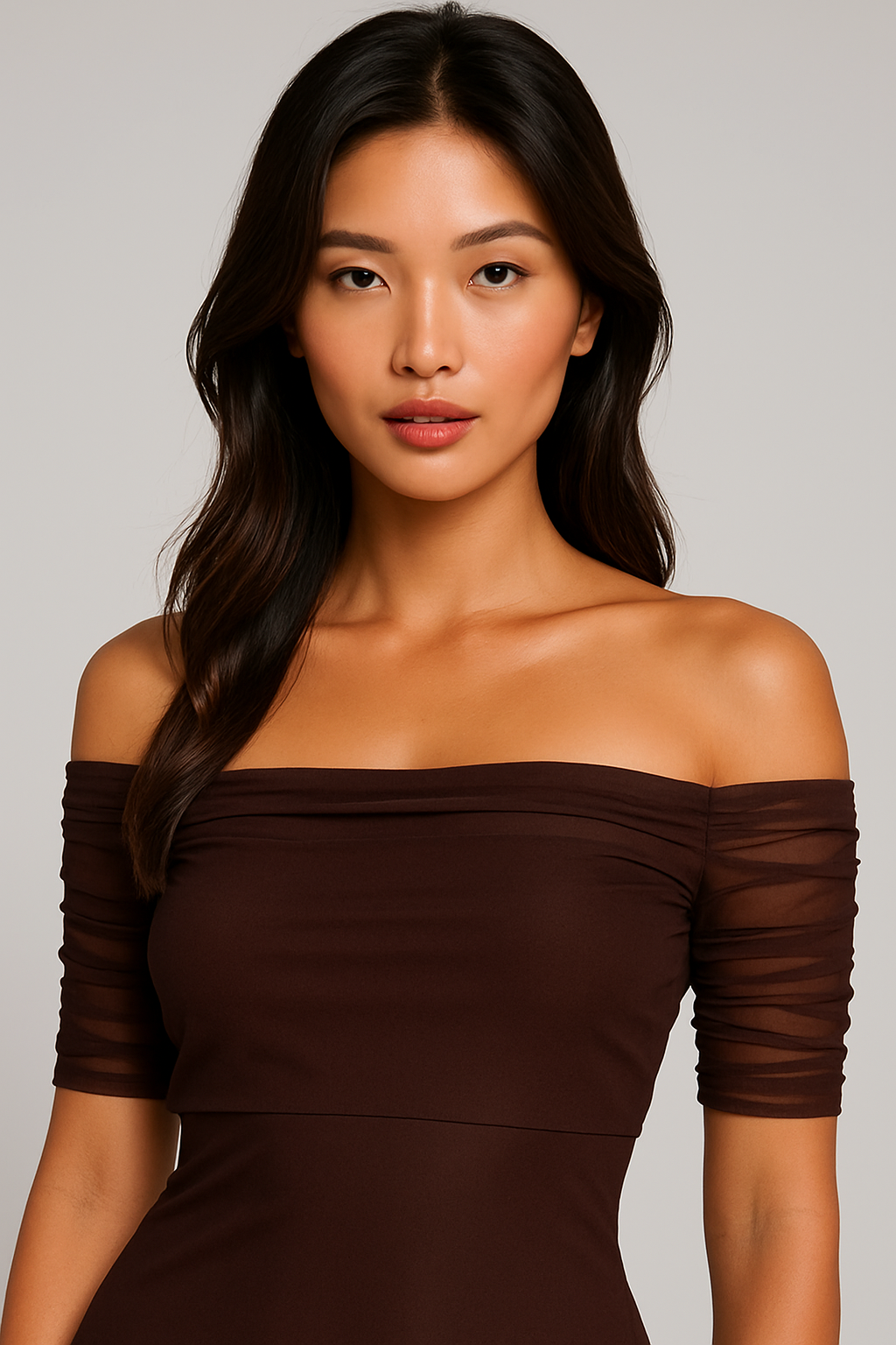 Off Shoulder Chiffon Maxi Dress