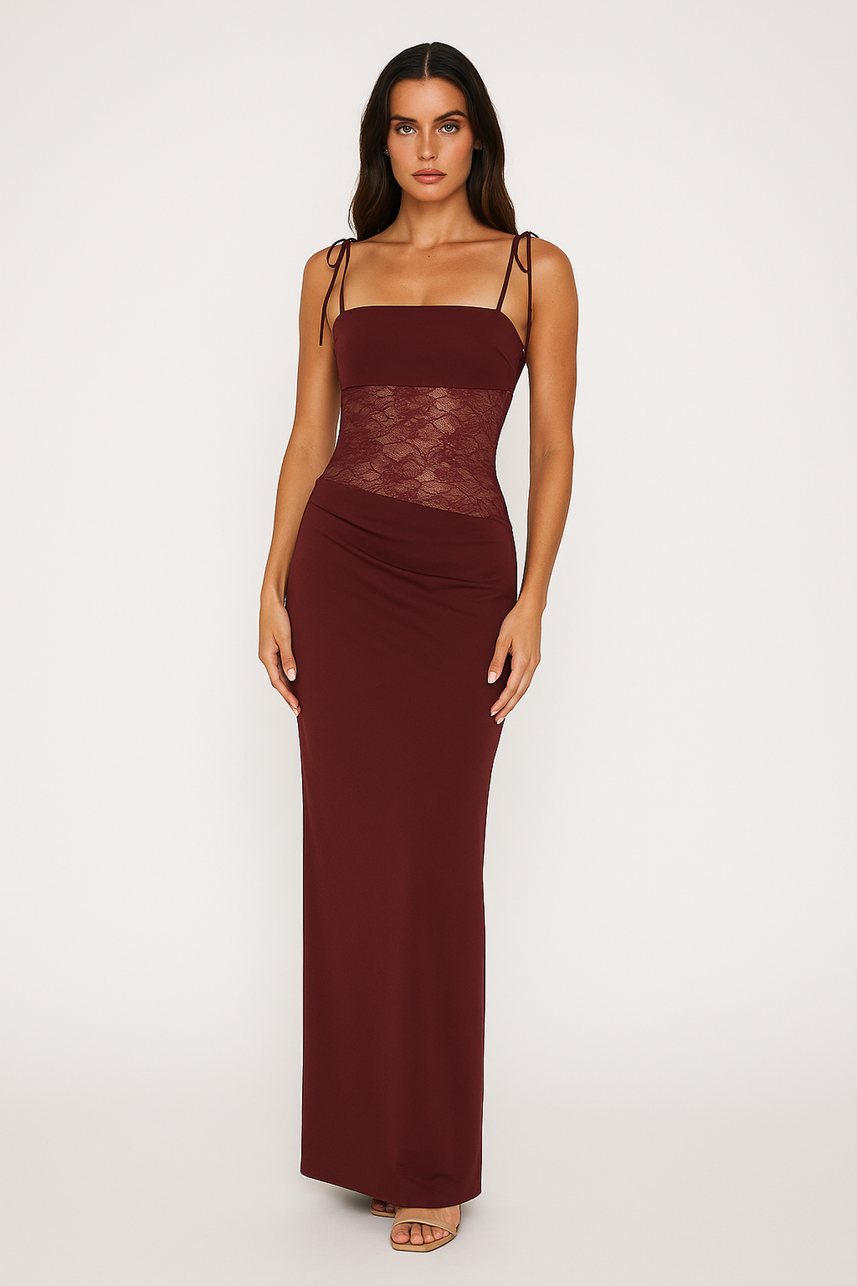 Elegant Open-Back Lace Waist Maxi Dress SelenaWear Elegant Open-Back Lace Waist Maxi Dress SelenaWear