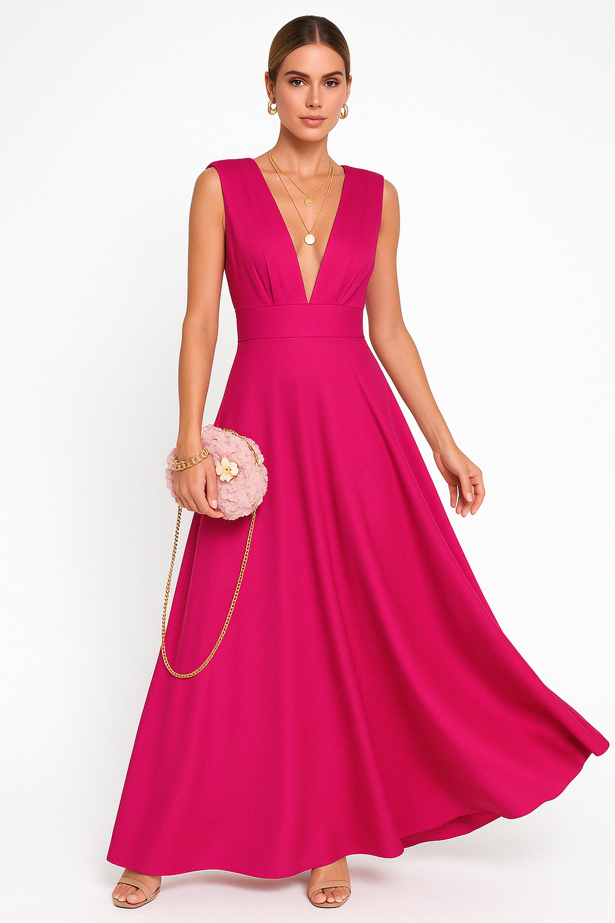V-Neck Maxi Summer Dress – Breathable Summer Day-to-Evening Wear