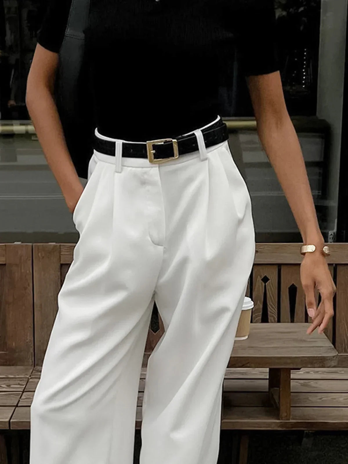 Solid Wide-Leg Pants