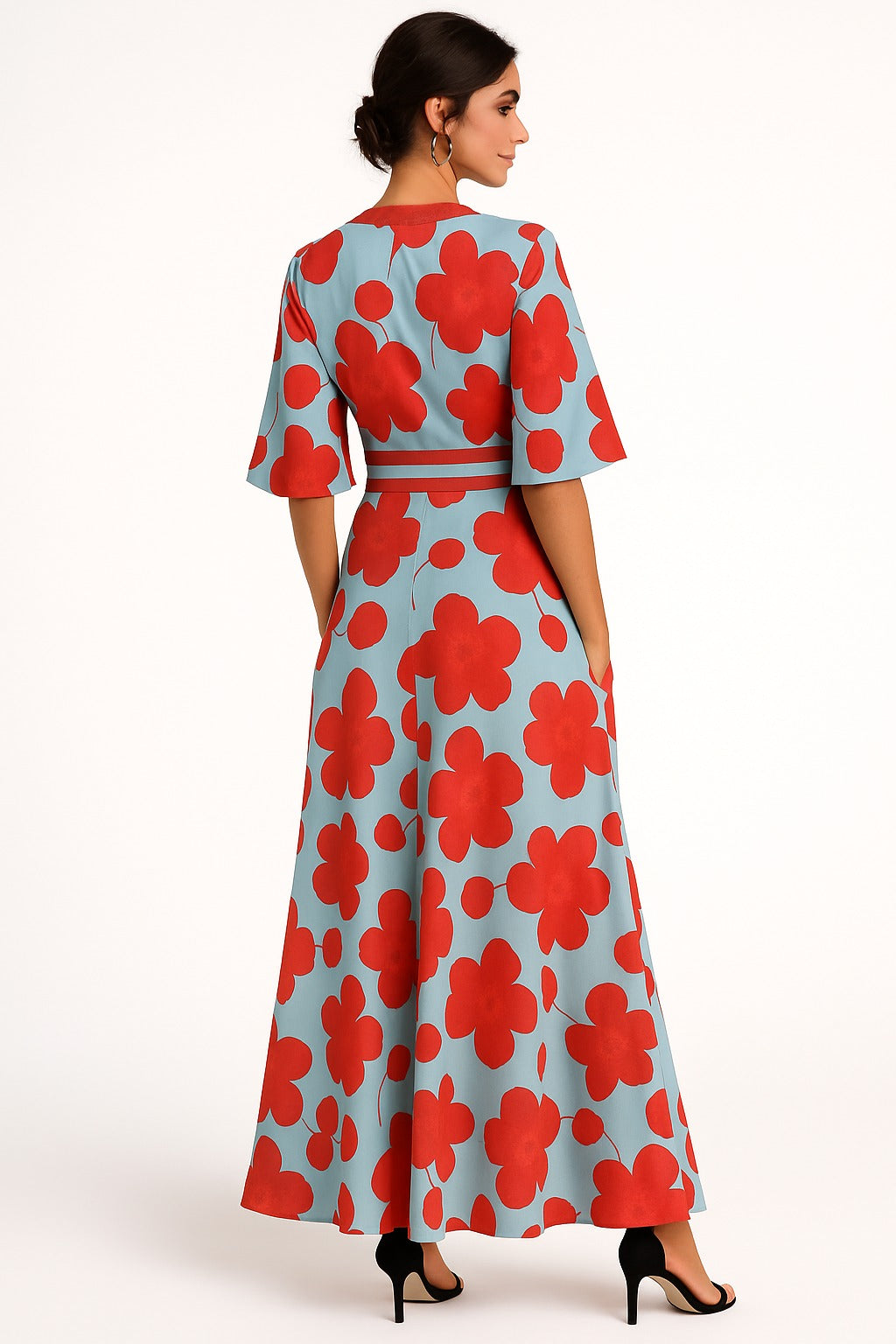 Floral V-Neck Maxi Dress – Elegant Summer & Garden Party Outfit for Women
