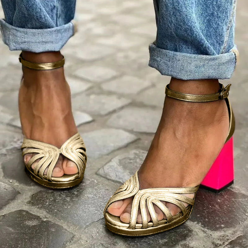 SelenaWear | Classic Sandals with Ankle Strap and Open Toes